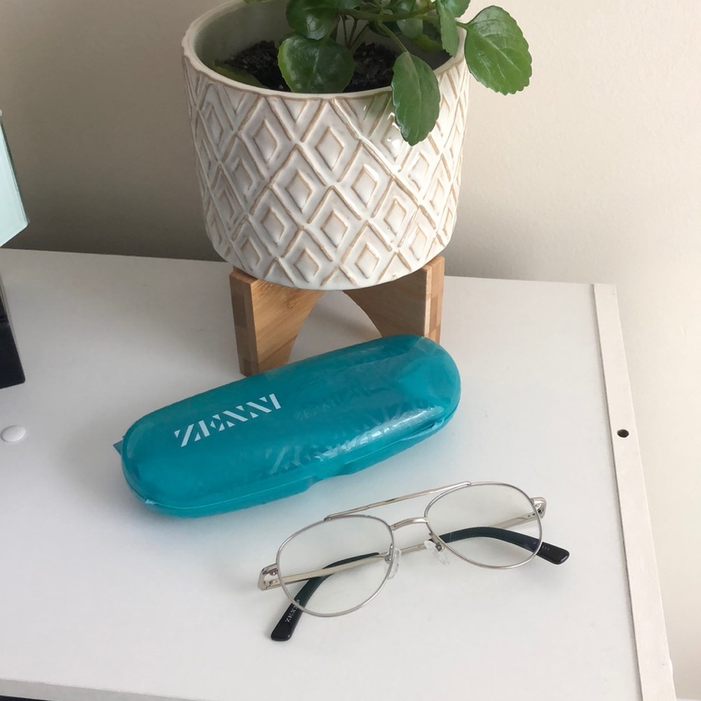 Zenni Blue Light Aviator Glasses Silver